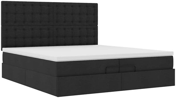 vidaXL Ottoman-Bett mit Matratzen Schwarz 200x200 cm Stoff 3313350 Bild 6