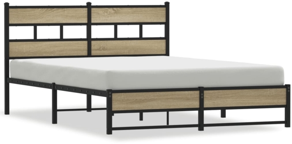 vidaXL Metallbett ohne Matratze Sonoma-Eiche 135x190 cm 4017271