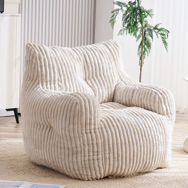BlingBin Sitzsack Loungesessel mit Memory-Schaum-Füllung (1 St, Sessel aus Cord, ergonomischer Bodensessel mit Armlehnen), für Wohnzimmer und Schlafzimmer