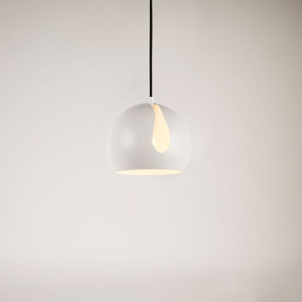 s.luce Ball Metall Pendelleuchte mit drehbarem tauschbaren Schirm Weiß Ø 20cm