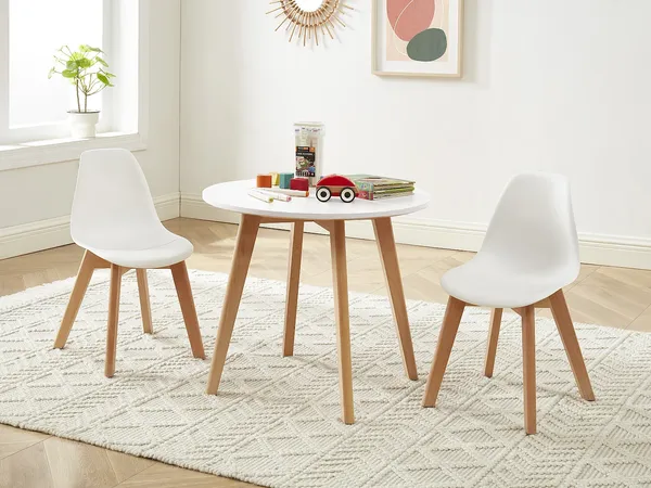 Vente-unique - LOULOUNE Essgruppe PlastikHolz, Platte Weiß - B 60 cm x H 51 cm x L 60 cm