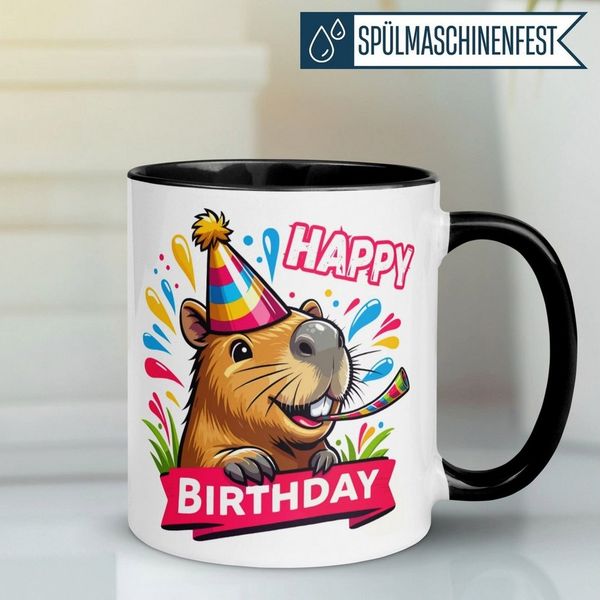 Momentals Tasse Geburtstag – Happy Birthday - Capybara – Geburtstagsgeschenk Mann Frau, Gratis Versand · Links-&Rechtshänder · Spülmaschinenfest