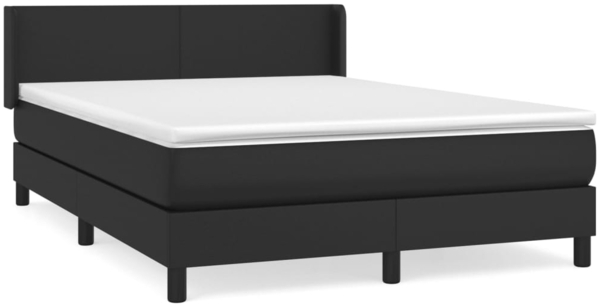 vidaXL Boxspringbett mit Matratze Schwarz 140x190 cm Kunstleder 3130655