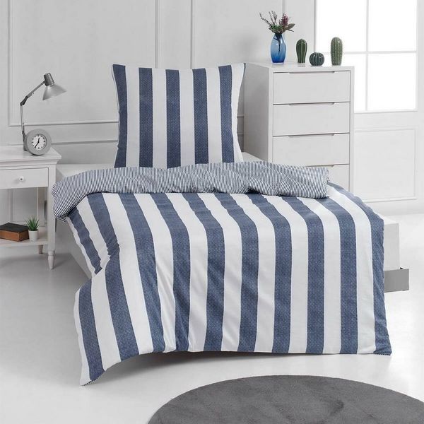 TRAUMSCHLAF Bettwäsche Usedom, Mako Satin, 2 teilig, Maritimes Design mit Wendeseite