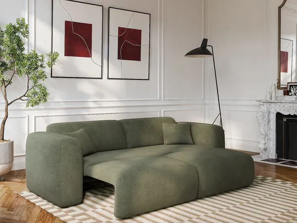 Vente-unique - POGNI Sofa Stoff Grün - B 97 cm x H 73 cm x L 240 cm