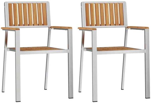 vidaXL Gartenstuhl 2 pcs Braun 56x54,5x87cm Massives Teakholz 42006203