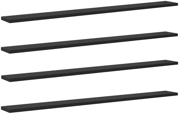 vidaXL Regalbrett 4 pcs Schwarz 100 x 10 x 1,5 cm Holzwerkstoff 875065