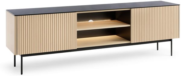 Bettso 'RITA' RTV-Schrank mit LED-Beleuchtung, Holzwerkstoff Eiche Vincenza, 57x39x180cm