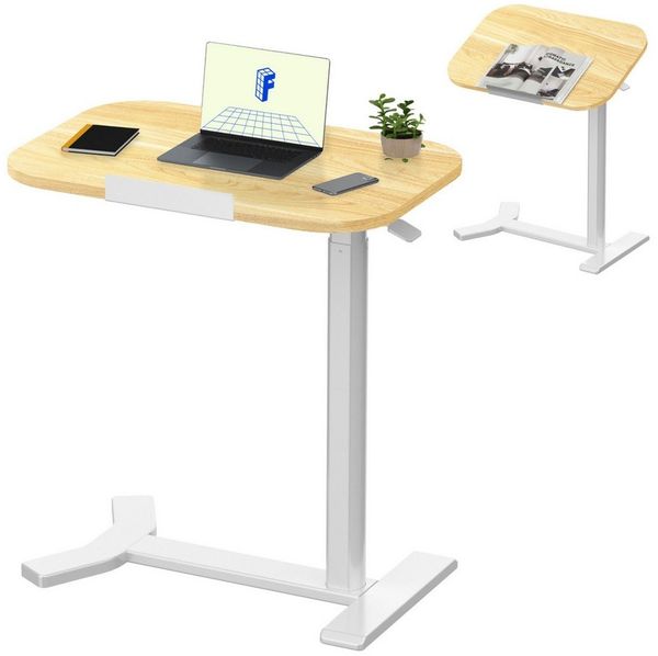 FLEXISPOT Beistelltisch Höhenverstellbar Betttisch mit neigbarer Tischplatte, Laptoptisch (C-Form, ideal für Sofa, Bett & Lesestunden), mit stufenloser Höhenverstellung, 360° Rollen & einfacher Montage