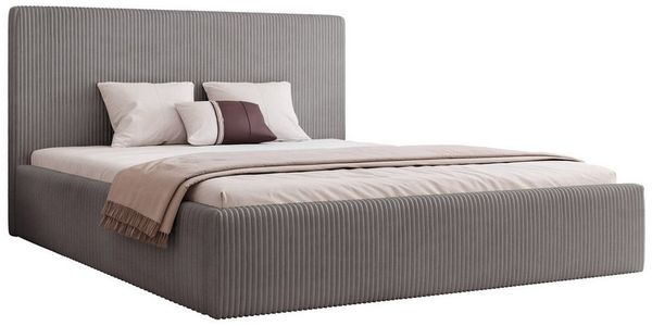 Goldstoff Polsterbett Modernes Bett "LUMINA" mit großem Stauraum und gepolstertem Rahmen (120–200x200 cm, Kopfteilhöhe 70/110 cm), Elegantes Stauraumbett mit gepolstertem Kopfteil und Holzrahmen