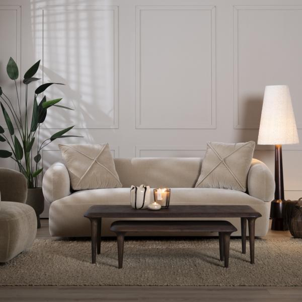 Bronx71 Samt Sofa Palermo 3-Sitzer taupe