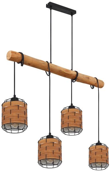 LED Hängeleuchte, Holzoptik schwarz, braun, H 140 cm