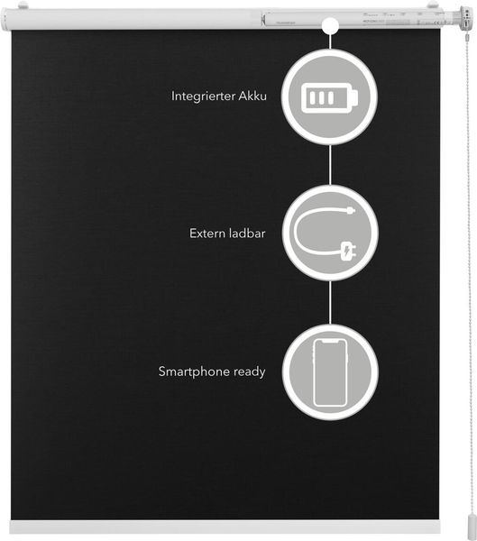 Lichtblick Sonnenschutzsysteme GmbH Bluetooth-Rollo Palermo 60 cm x 190 cm (BxL) deep grey Verdunkelnd & Thermofuntion; Klemm- und schraubbar; Motor per App oder manuell steuerbar Bild 3