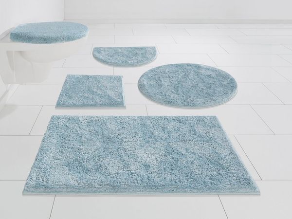 OTTO home Badematte Jos, Badvorleger, Badezimmer Teppich, Höhe 22 mm, rutschhemmend beschichtet, schnell trocknend, fußbodenheizungsgeeignet, Polyester, halbrund, Badematten in Pastell-Farben, Badteppich als 3 teiliges Set erhältlich