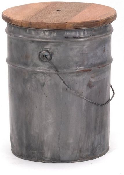 DESIGN DELIGHTS Hocker BEISTELLTISCH BARREL, 40x30 cm (Hx), Metall, Holz, Sitztonne