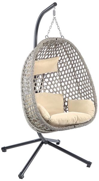 Hängesessel Empoli / Empoli LF 61435, Stahl, Beige, Grau, 95 x 197 x 95 cm