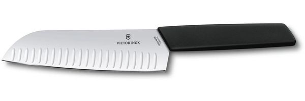 Victorinox Swiss Modern Santokumesser Kullenschliff17cmschwarz Blister