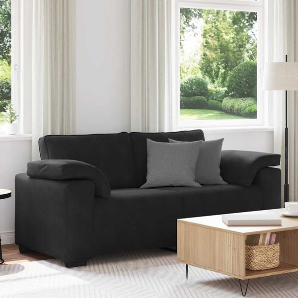 vidaXL Zweisitzer-Sofa Schwarz 180x77x82 cm Samt 4105272