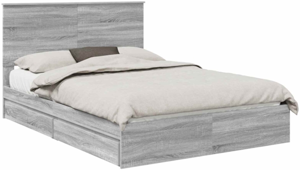 vidaXL Aufbewahrungsbett Graues Sonoma 140x200 cm Holzwerkstoff 3409557