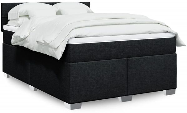 vidaXL Boxspringbett mit Matratze Schwarz 140x190 cm Stoff 3285885