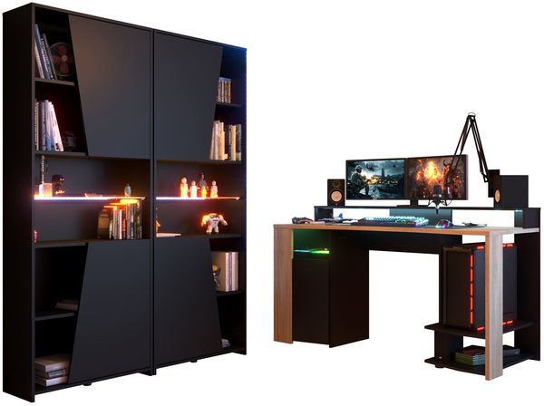 Gamertisch Parisot Meta 3-tlg. Holznachbildung Chene Kronberg/Schwarz