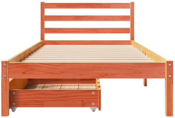 vidaXL Massivholzbett ohne Matratze Wachsbraun 75x190 cm Kiefernholz 3301550 Bild 4