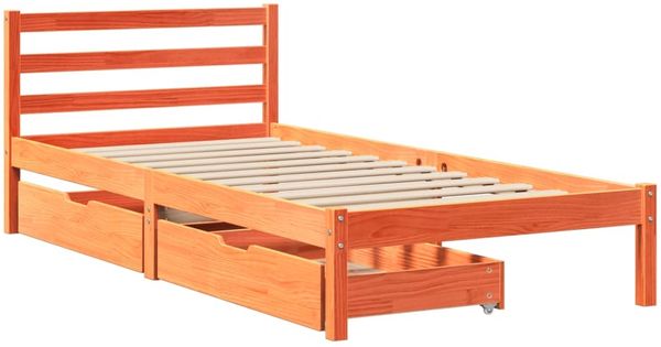 vidaXL Massivholzbett ohne Matratze Wachsbraun 75x190 cm Kiefernholz 3301550 Bild 3