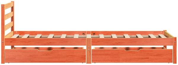 vidaXL Massivholzbett ohne Matratze Wachsbraun 75x190 cm Kiefernholz 3301550 Bild 5