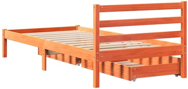 vidaXL Massivholzbett ohne Matratze Wachsbraun 75x190 cm Kiefernholz 3301550 Bild 6
