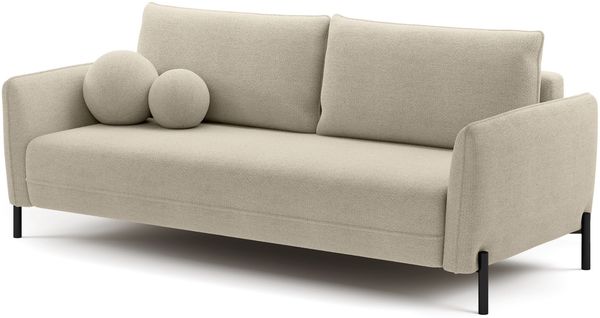 Selsey 'Veruco' Sofa mit Schlaffunktion und Chenille-Bezug, hellbeige, ca. 90 x 234 x 100 cm