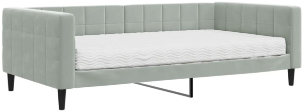 vidaXL Tagesbett mit Matratze Hellgrau 100x200 cm Samt 3196674