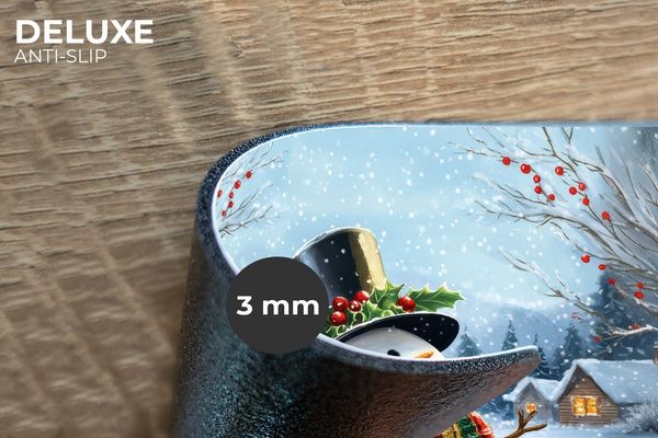 MuchoWow Platzset Schneemann - Winterdorf - Farbenfroh, (6-St), Platzsets, Tischset, Abwaschbar, Tischsets, Platzdeckchen