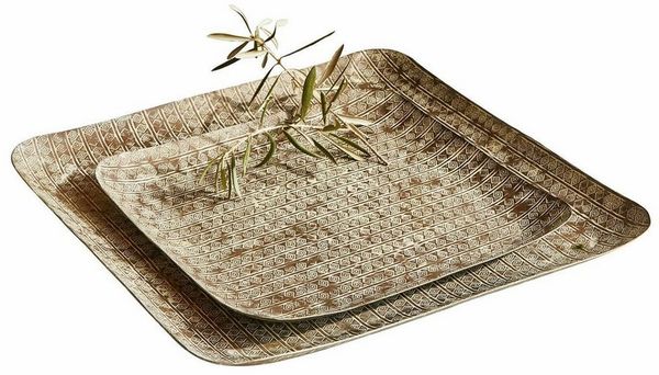 Mirabeau Tablett Tablett 2er Set Farouq antikschwarz, Aluminium