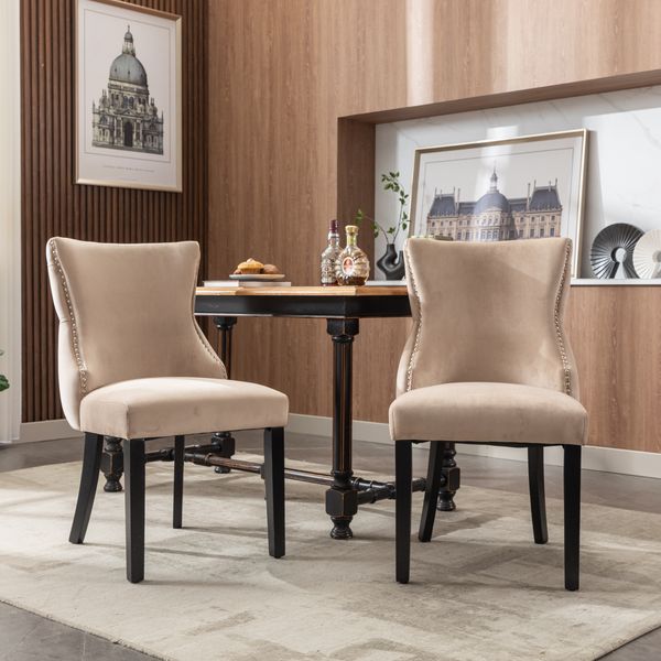 Eckessessel 2er-Set Beige Samt-Massivholz, ergonomisch gepolstert, moderner Esszimmerstuhl