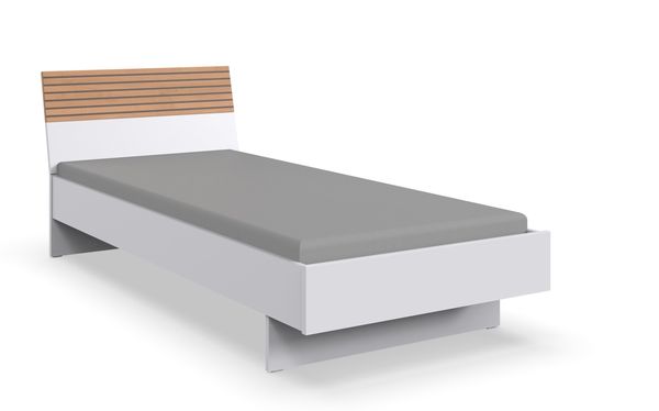 Bett >Rügen< in WEISS + AKUSTIKLAMELLEN ARTISAN NB - 96x85x210cm (BxHxT)
