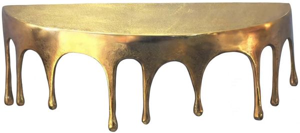 Wandregal 45cm Aluminium Gold Tropfen Optik - Ausgefallenes Hängeregal Metall - Design Drops Schweberegal Alu - Modernes Wandboard Dekoregal Handmade