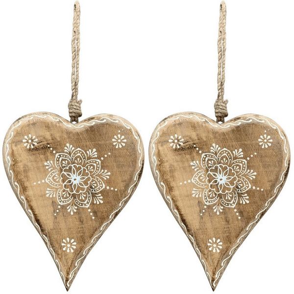 matches21 HOME & HOBBY Dekohänger Dekohänger Set Herzblüte Holz 20 cm (2 St), Zum hängen