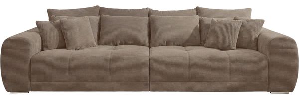 Big-Sofa XXL 306 cm Federkern Lounge Couch mit Bezug aus Cord in Braun Taupe