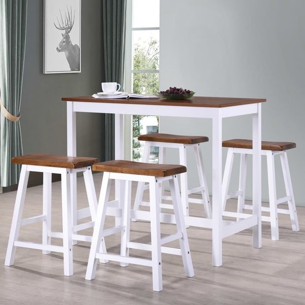 vidaXL Bartisch- und Hocker-Set 5-tlg. Massivholz 275232