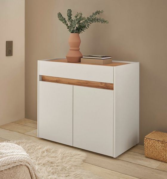 INOSIGN Kommode GIRON/ CiTY, Schrank in Wotan Eiche, Sideboard im modernen Design, in zwei Farben erhältlich, 2 Türen, 1 Schubkasten, 80 cm breit