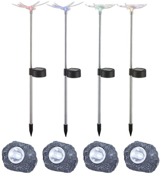 8er Set RGB LED Solarlampen, verschiedene Designs