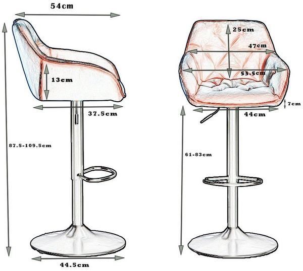 JYMTOM Barhocker höhenverstellbarer, drehbarer Bistrohocker mit Rückenlehne (2 St), mit Samtmaterial, 360° drehbar, komfortabel