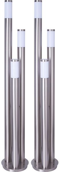 2er Set Stehlampe, Edelstahl silber, 3-Säulen, H 170 cm