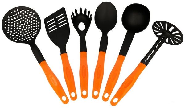 Lantelme Kochbesteck-Set Küchenhelfer Küchenbesteck 6 Tlg. Hitzebeständig Spülmaschinengeeignet (Teilig), Pfannenwender Spaghettilöffel Stampfer Soßenlöffel Kelle Schaumkelle