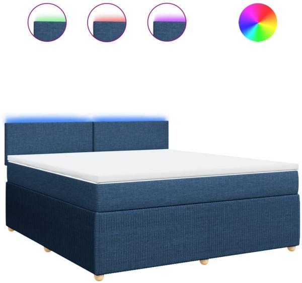 vidaXL Boxspringbett mit Matratze Blau 180x200 cm Stoff 3289834