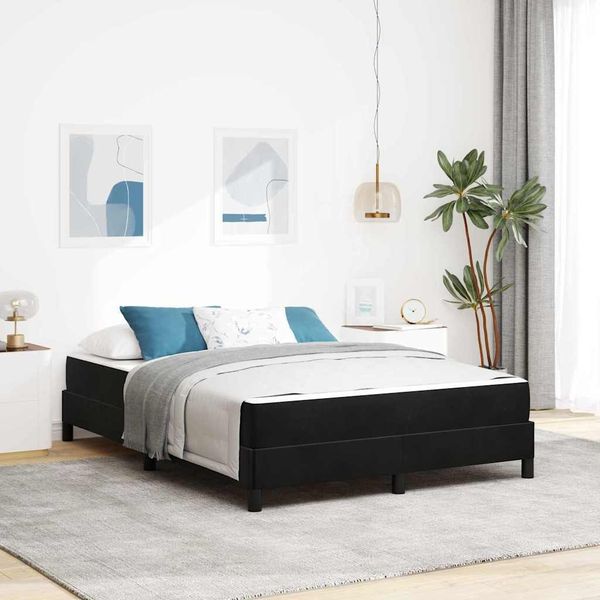 vidaXL Boxspringbett mit Matratze Schwarz 160 x 210 cm Stoff 3398751