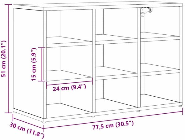 vidaXL Schuhschrank mit Regal Schwarz Eichen-Optik 77,5 x 30 x 51 cm 875208 Bild 10