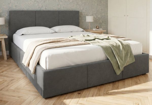 Home Collective Polsterbett Bett Doppelbett Bettgestell mit Lattenrost & Stauraum, mehrere Größen (Größen: 120x200 140x200 160x200 180x200, samtweicher Veloursstoff, in Europa hergestellt), Bettkasten, flexibler Lattenrost mit Härtegradeinstellung Asch...