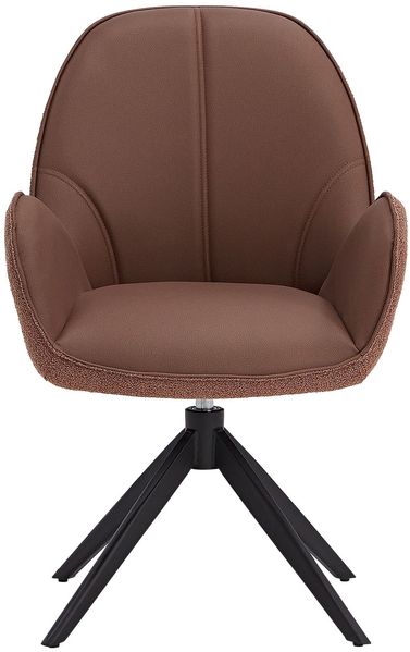 Esszimmerstühle Drehbar 2 Stühle für den Esstisch Küchenstühle mit Armlehne Bouclé Leder Braun Polsterstühle Sessel Bild 9