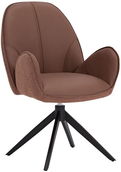 Esszimmerstühle Drehbar 2 Stühle für den Esstisch Küchenstühle mit Armlehne Bouclé Leder Braun Polsterstühle Sessel Bild 8